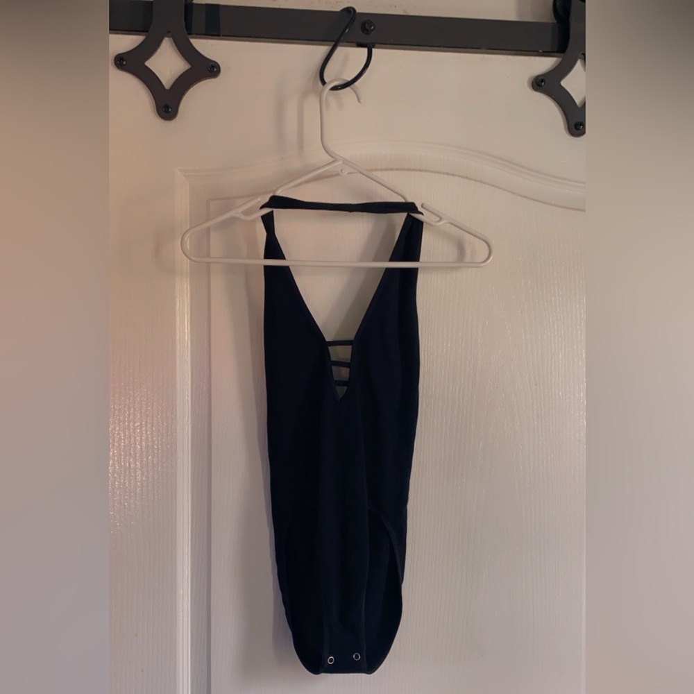Black Strappy body suit backless halter